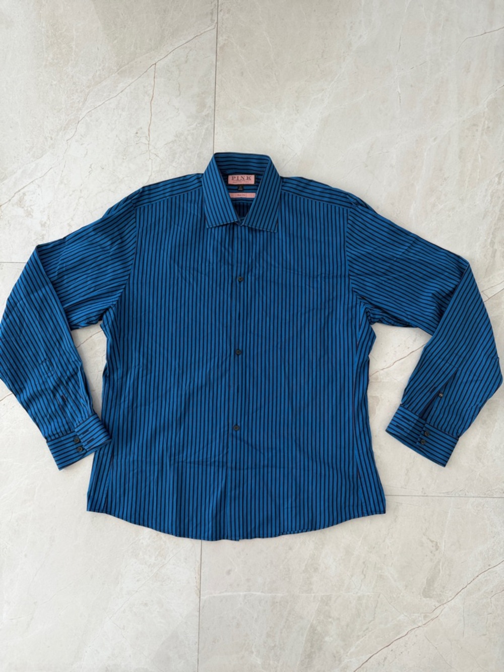 Thomas Pink Blue Striped men’s Dress Shirt 17inch 43cm   -